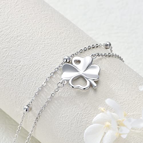 Dorunmo Clover Anklet For Women 925 Sterling Silver Layered Anklets 4 Leaf Summer Jewelry Dainty Beach Irish Foot Chain Anklet Hawaii Gifts For Girl (With Gift Box) #TOP3