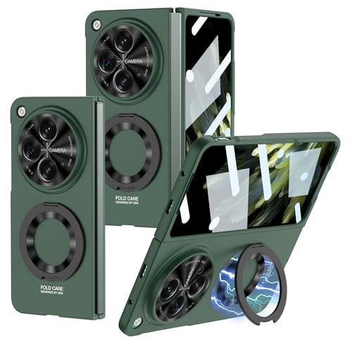 Custodia per Oppo Find N3 Shell con Anello Sottile Magnetica con di Ricarica Rapida Cover per Telefono Pieghevole per Oppo Find N3-Verde wireless