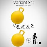 PFIFF 103033 aufblasbarer Pferdespielball, Spielball für Pferde, Pferdespielzeug, Ball mit Luftpumpe, gelb, 30cm