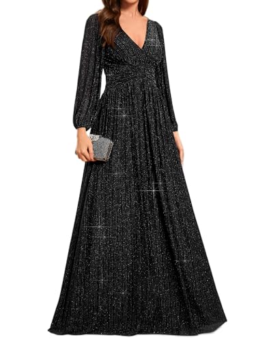 Ever-Pretty Vestido de Noche Corte Imperio Cuello en V Manga Globo Vestido...