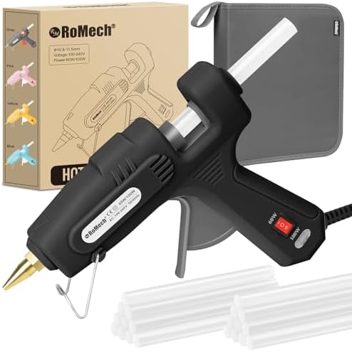 RoMech 60/100W Dual Temp Hot Glue Gun and Sticks Set, Full Size w...
