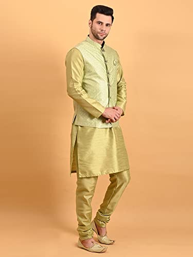 Image of Uri and MacKenzie Men's Silk Blend Kurta Pajama with Designer Ethnic Nehru Jacket /Modi Jacket