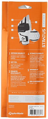 Taylormade 2018 Men's Stratus All Leather Golf Glove, Cadet X-Large,White/Black #TOP3