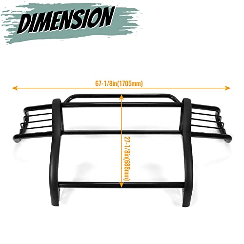 Hecasa Brush Grille Guard Compatible With 1998-2004 Toyota Tacoma Grill Guard Light Protector Black Powder Coated #TOP3