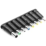 FAMKIT Mintata2019 8-in-1 Universal DC Plugs 5.5mm x 2.1mm Female to Male Power Supply Adapter Jack Connector Tips for Laptop