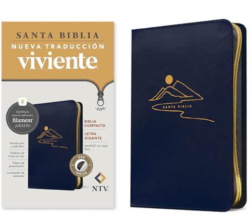 Biblia compacta NTV, letra gigante de zíper con Filament (SentiPiel, Azul, Índice, Letra Roja) (Spanish Edition)