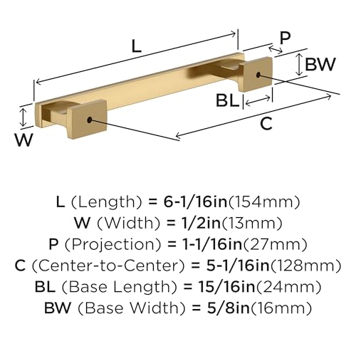 Image of Amerock 25 Pack 5-1 /16 inch Triomphe Champagne Bronze Drawer Pull | 5-1 /16 inch (128mm) Center-to-Center Mounting Distance and 6-1 /16 inches Overall Length, Durable Zinc Cabinet Hardware