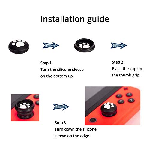 Ferkurn Switch Thumb Caps for Nintendo Switch Joy-con Grip Switch Lite Thumb Grips, Switch Joycon Joystick Caps Analog Cat Paw Grip Button Cap Joycon Cover Controller Accessories Skin Thumbstick Grip