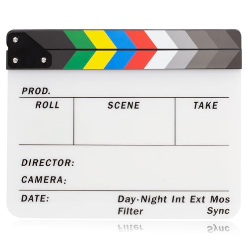 ALLZEDREAM Acryl Regisseure Clapboard Film Clapper Board Cut Action Szene Schiefer mit 2 Dry Erase Whiteboard Stifte
