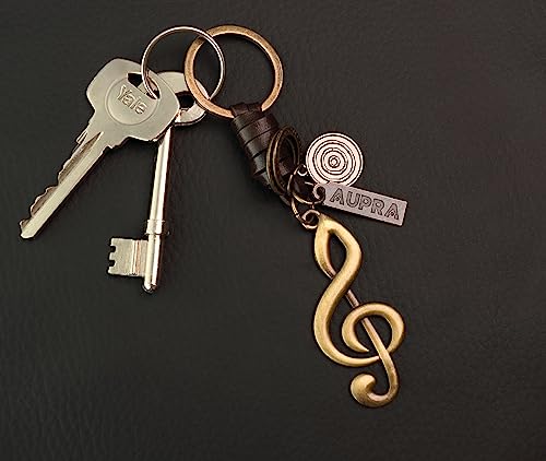 Aupra Music Note Keychain Gift Idea Women Men Leather Musical Keyring Girl Boy Friendship Small Surprise Present Home Car Key Chain Ring… #TOP1