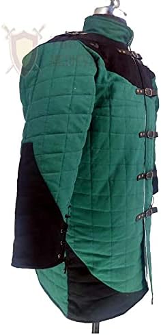 THE MEDIEVALS Medieval Thick Padded Full Length Sleeves Gambeson Coat Aketon Jacket