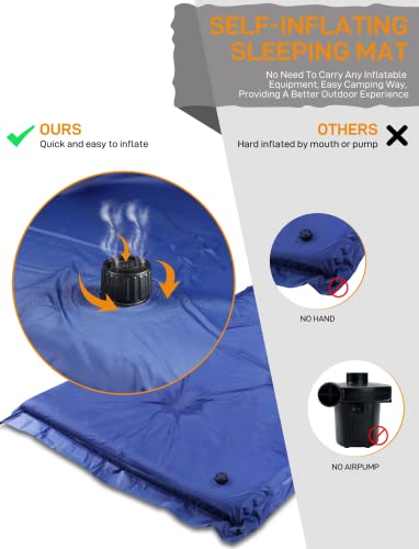 Solaisk Sleeping Pad For Camping - Lightweight Camping Sleeping Pads, Connectable Camping Mattress With Pillow For Backpacking, Hiking, Camping - Ultralight Water Resistant Self Inflating Air Mattress #TOP4
