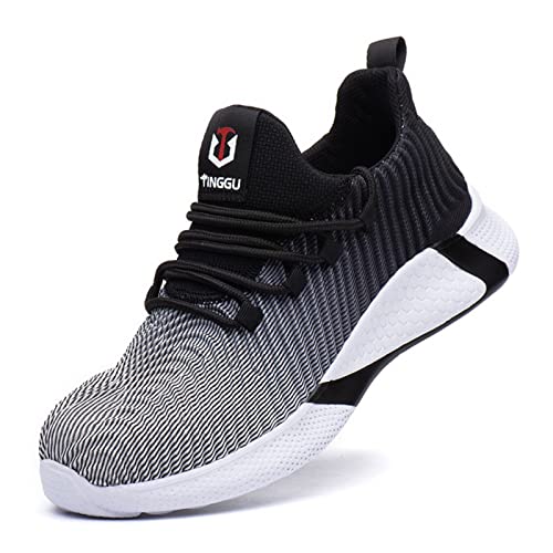 Micoklinlin Mens Steel Toe Shoes Lightweight Breathable Safety Shoes for Men Industrial Construction Non-Slip Work Sneakers Gradient Blue