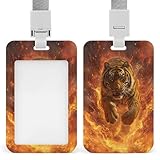 Jubonexis Tiger Jumping from Fire - Soporte retráctil para tarjetas de identificación, protector de tarjetas, placa de nombre, etiqueta de nombre para trabajo, oficina, médico, enfermera