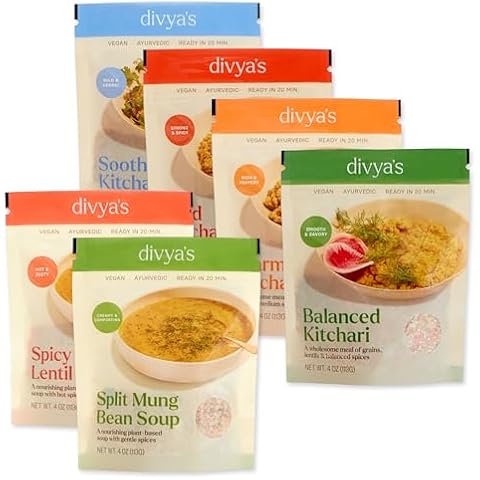 Divya's One-Pot Meal Variety Pack Bundle, Ayurvedic Meals with Grains, Lentils, & Spices, Healthy & Nourishing Plant-Based Meal, Vegan, Non-GMO, Gluten Free, Organic, Single Serve 6 Pack Cover