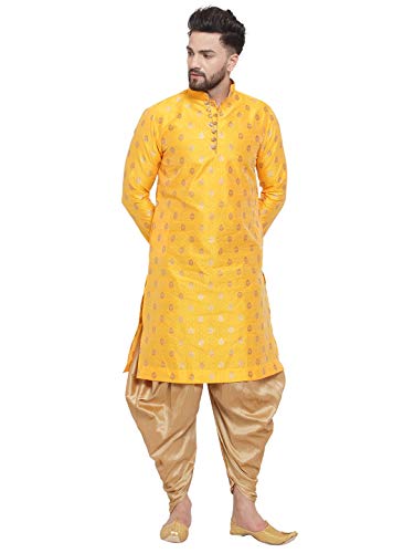 Image of Larwa Men's Cotton Silk Kurta And Salwar Dhoti Set