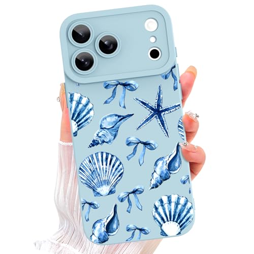 Image of ZIYE for iPhone 17 Pro Case Blue Seashell Bow Pattern