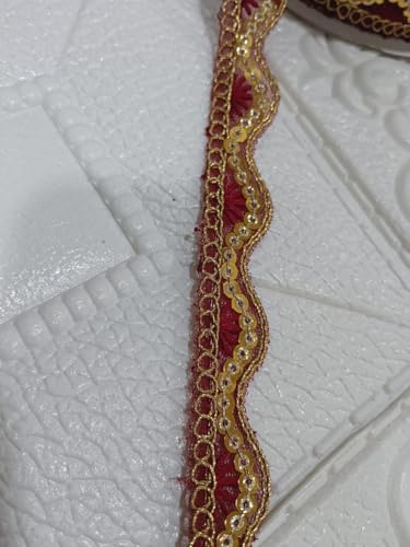 Image of Designer Golden Wave Lace Border for Blouse Saree Dupatta Lehenga Craft Decoration and Ethnic Sewing Accessories (RM-LACE49-2)