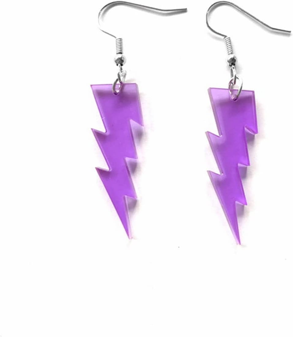 80s Neon Earrings Hollow Lightning Bolt Earrings Halloween Punk Retro Dangle Drop Earrings for Women 80s Theme Party Costume Accessories Halloween Jewelry - Image 4