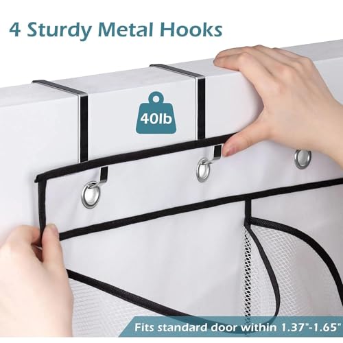 SHENGYIG Wandorganizer, 10 Große Taschen Organizer Hängend, Hängeaufbewahrung, Aufbewahrungstasche mit 4 Metallhaken, Hängetasche für Badezimmer, Küche, Schlafzimmer