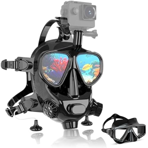 Maschera da snorkeling integrale con supporto per fotocamera, anti appannamento, a prova di perdite, per adulti, vista panoramica a 180°, attrezzatura da snorkeling