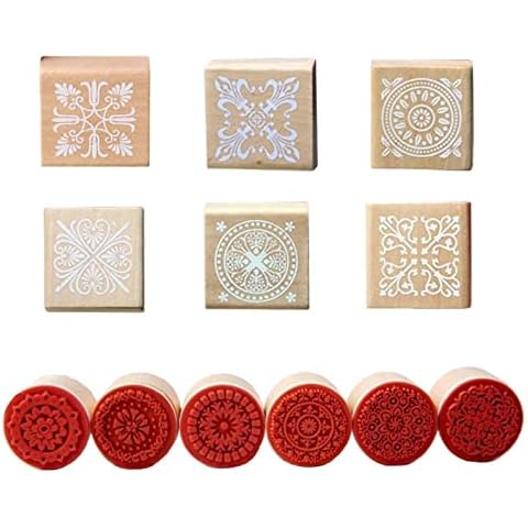 12 Sellos de Madera Hechos a Mano, Sellos Florales Vintage Cover