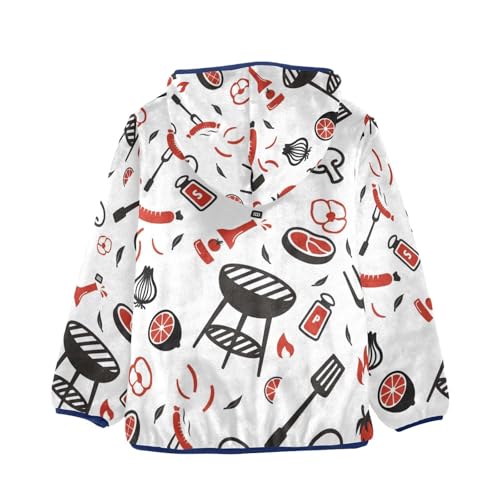 Barbeque Icon Girls Fleece Jacket Girls Fall Jacket Girls Zip Up Hoodie Girls Sherpa Jacket 2-10T2