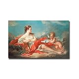 ZHFXBK Tableaux de François Boucher. Tableaux célèbres rococo : La muse de la poésie amoureuse. Reproduction sur toile. Tableaux d'art mural pour salon 51x92cm(20x36.2) sans cadre