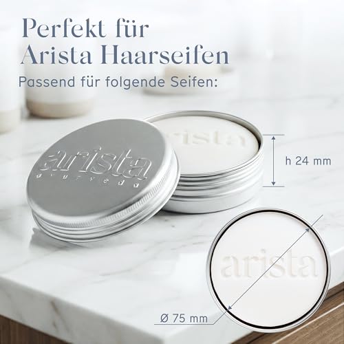 Arista Aufbewahrung für festes Shampoo, Aluminiumseifendose mit Deckel und Abtropfschale, Reiseseifendose, Auslaufsicher, Bruchsicher, Platzsparende Seifendose für Camping, Gym oder Badezimmer