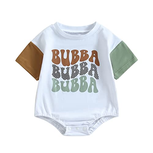 Image of Okbabeha 4th of July Baby Outfit Bubble Rompers Boy Girl USA Fuzzy Letter Short Sleeve Romper Infant Summer Clothes 0-18M