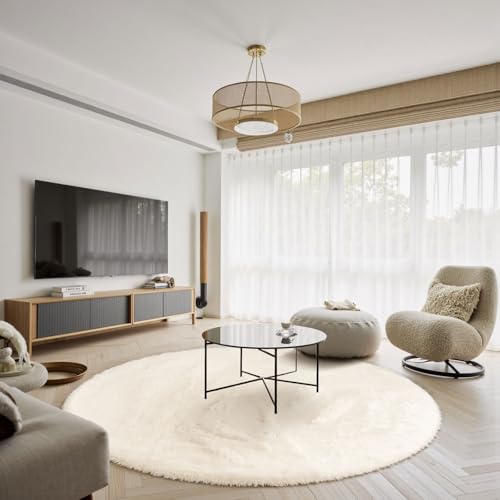 Sour Lemon Tapis de salon 160 x 160 cm, rond, pour chambre à coucher, lavable, antidérapant, moelleux, tapis doux, pour enfants, couloir, salon