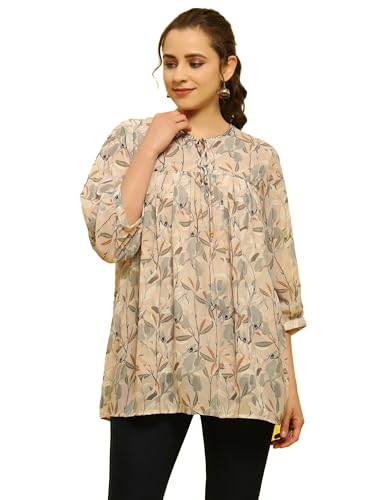 Image of Shree Women Liva (Rayon) White Floral Print Kurta