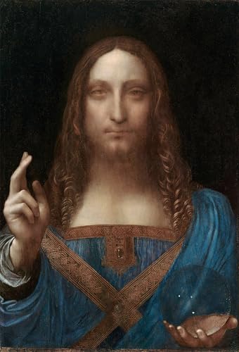 Cuadro Salvator Mundi de Leonardo Da Vinci pintura de lienzo decorativa 60x90cm para pared