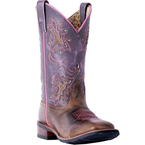 Laredo Womens Lola Square Toe Dress Boots Mid Calf Low Heel 1-2" - Brown, Purple - Size 6 B #TOP1