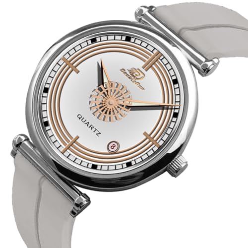 Image of DOUBLERUN Date Function White Color Silicone Strap Analog Wrist Watch for Men S 26-00-0