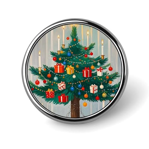 Stylish Christmas Decorations Printed Round Brooch: Lightweight, Durable, Stylish Wedding Accessory Ideal for Valentine's Day And Women's Day