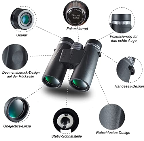 Gfortune 10x42 HD Fernglas, Kompakt für Erwachsene Kinder, Benutzt Vogelbeobachtung, Wandern, Jagen, Sightseeing, FMC… – Bild 4