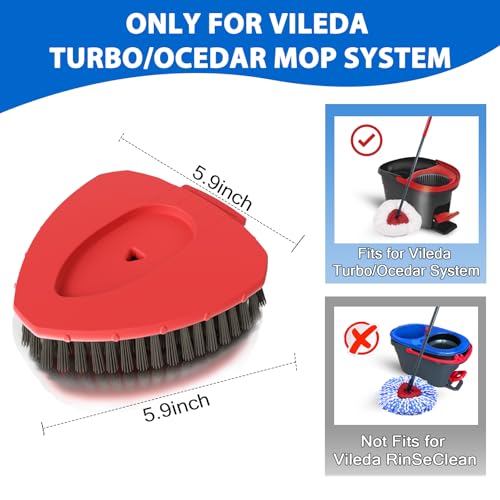 2 Stück Aufgerüsteter Spin Wischmop Ersatzbürsten Köpfe für Vileda Turbo Wischmopp,Bürste mit Vollen Borsten für die Reinigung Von Harten Böden in Küche,Bad,Pool und Terrasse