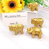AMERRY 10 Pcs Luck Golden Elephant Table Card Holders - Perfect for Party Favors, Wedding, Birthday, Dinner & Gatherings (Golden)