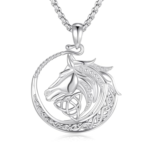 Pendentif viking cheval celtique pour homme en argent 925
