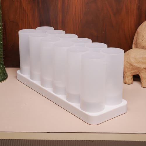 Image of Chronos LED Rechargeable Flameless Tealight, Flickering Tealight Candles White Base with Charging Station (Pack of 12)