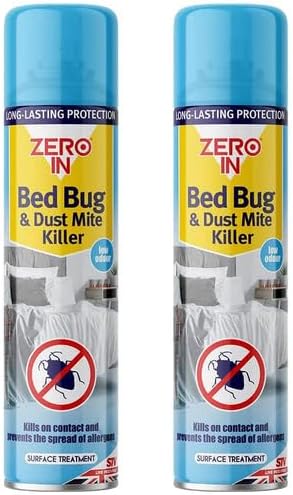 Quebec- Zero in Effective Bed Bug Killer Spray For Bedbugs & Mites - Long Lasting - 12 Months Protection- Natural Fresh Linen Fragrance - Child & Pet Safe - 300 ml (Pack of 2)