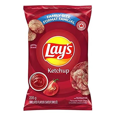 Canadian Lays Ketchup Flavoured Potato Chips [4 Large Bags]