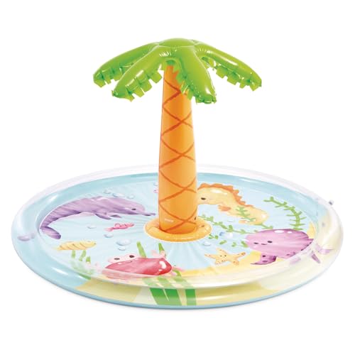 Intex Piscina Infantil Hinchable Spray Palmera, Ø173 x 104 cm, con rociador de Agua, Conexión a Manguera, Capacidad 166 L, Diseño Tropical, Vinilo Resistente, para niños +2 años (56433)