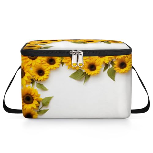 GzLeyigou Sunflower Decor Lunch Bags for Women Men 9 Cans, Hot & Cold Food Delivery Bag Insulated Grocery Bag Insulated Lunch Box Sunflower Cooler Bag for Office Work Picnic Beach