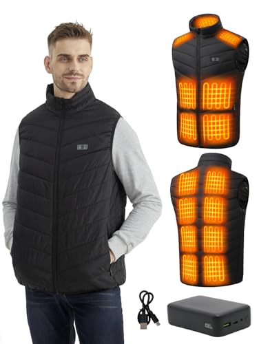 Cosy Life Heated Vest for Men with 20000mAh Battery Pack and 15 Heating Zones, Up to 11 Hours of Heat, Lightweight for Hunting, Hiking & Golf