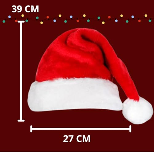Kit 6 Peças Touca Gorro Chapéu Natal de Papai Noel Linha Luxo Confortável Algodão Veludo Vermelho Tr