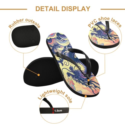 Burbuja Fantasy Dragon Flip Flops for Women Men, Soft Thong Sandals Rubber Slippers for Pool Beach Essentials3