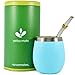 Novomates Kit Mate Argentino- Mate y Bombilla- Kit Mate Acero Inox Doble Pared, Bombilla Mate, Lata Yerba Mate- Turquesa, 237ml