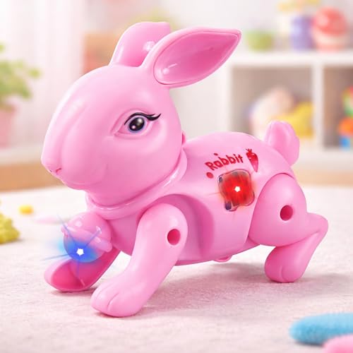 Image of Toyshine Battery Operated Cute Interactive Walking Rabbit with Light & Sound Cuddly Electronic Pet Educational Features Toy for Kids- Pink